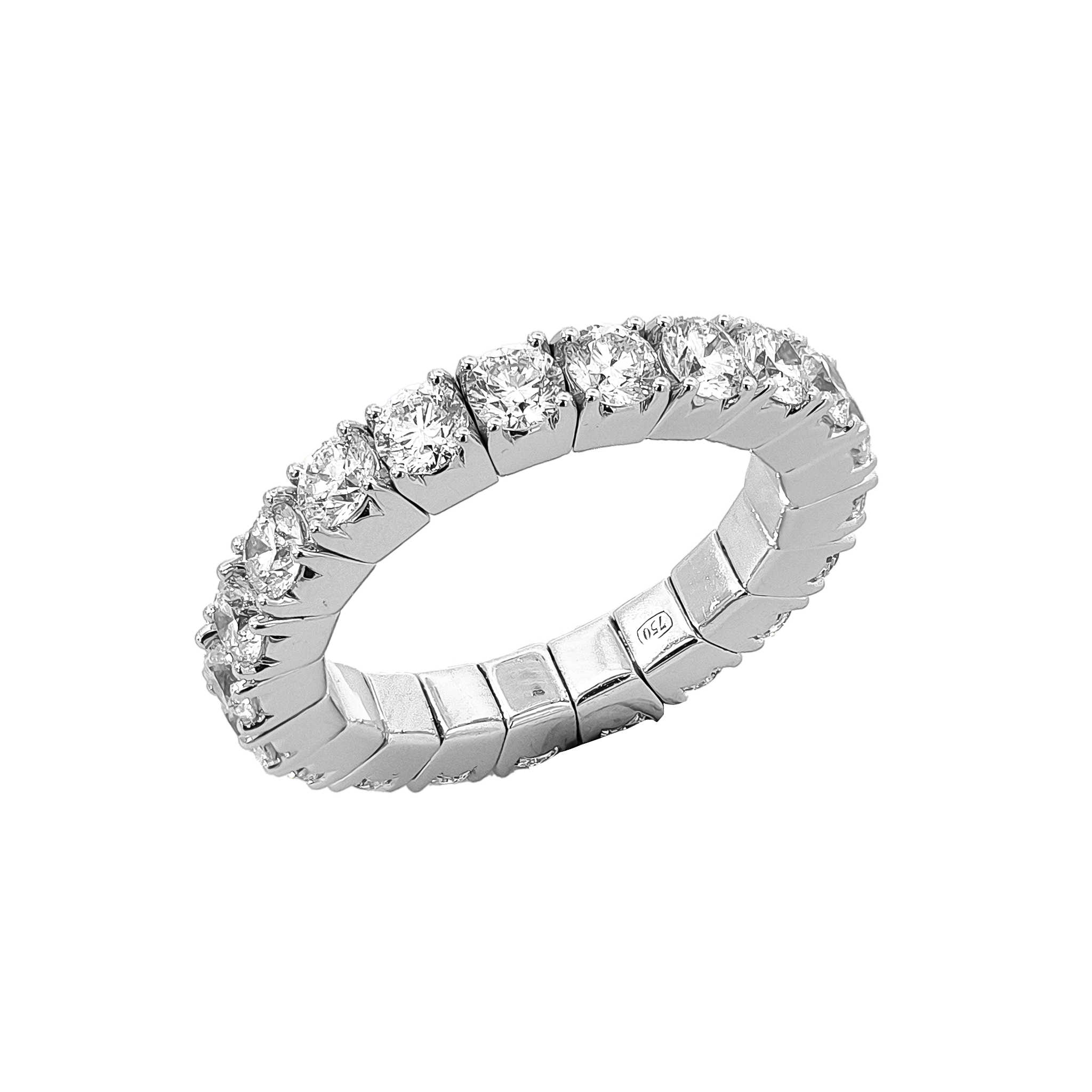 18KT White Gold Diamond Elastic Ring