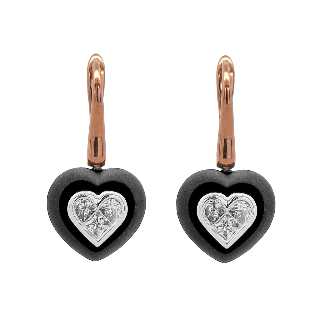 18KT Rose, White & Yellow Gold Diamond Earrings