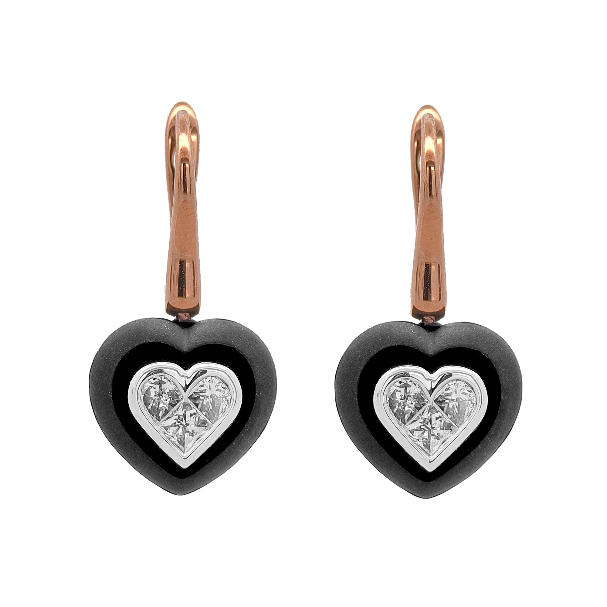 18KT Rose, White & Yellow Gold Diamond Earrings