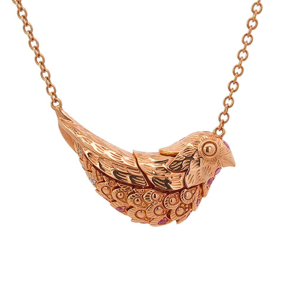 18KT Rose Gold Bloom Necklace with Pink Sapphires & Diamonds