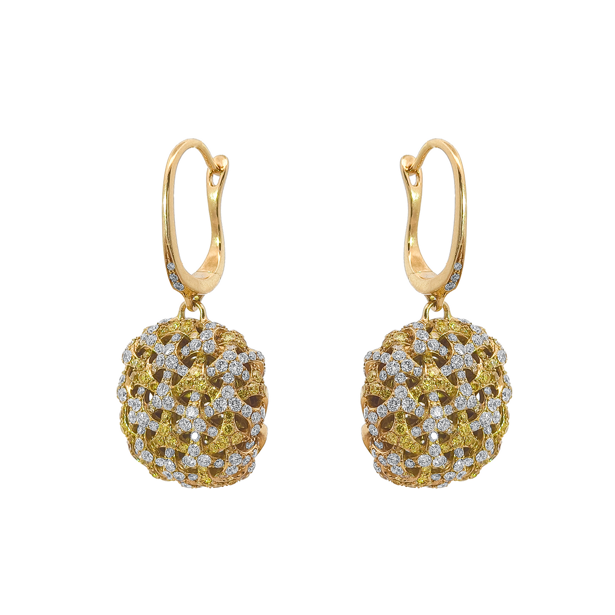 18KT Yellow Gold Yellow Diamond & Diamond Earrings
