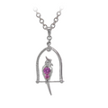 18KT White Gold Nestle Bird-in-Nest Pendant with Pink Sapphires & Diamonds