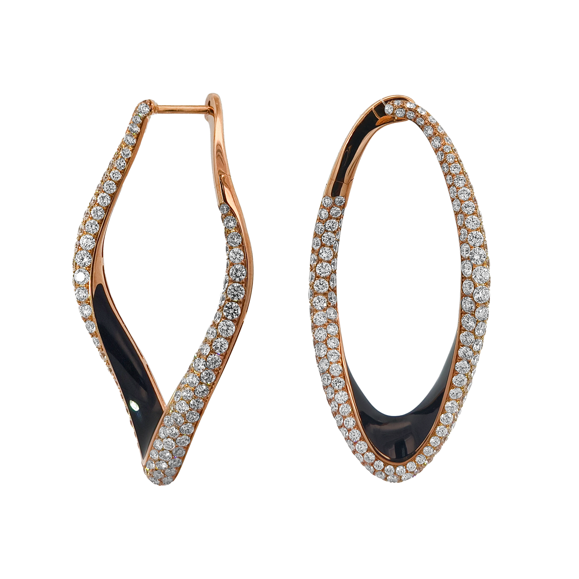 18KT Rose Gold Enamel & Diamond Earrings