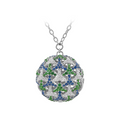 18KT White Gold Tsavorite & Sapphire & Diamond Necklace