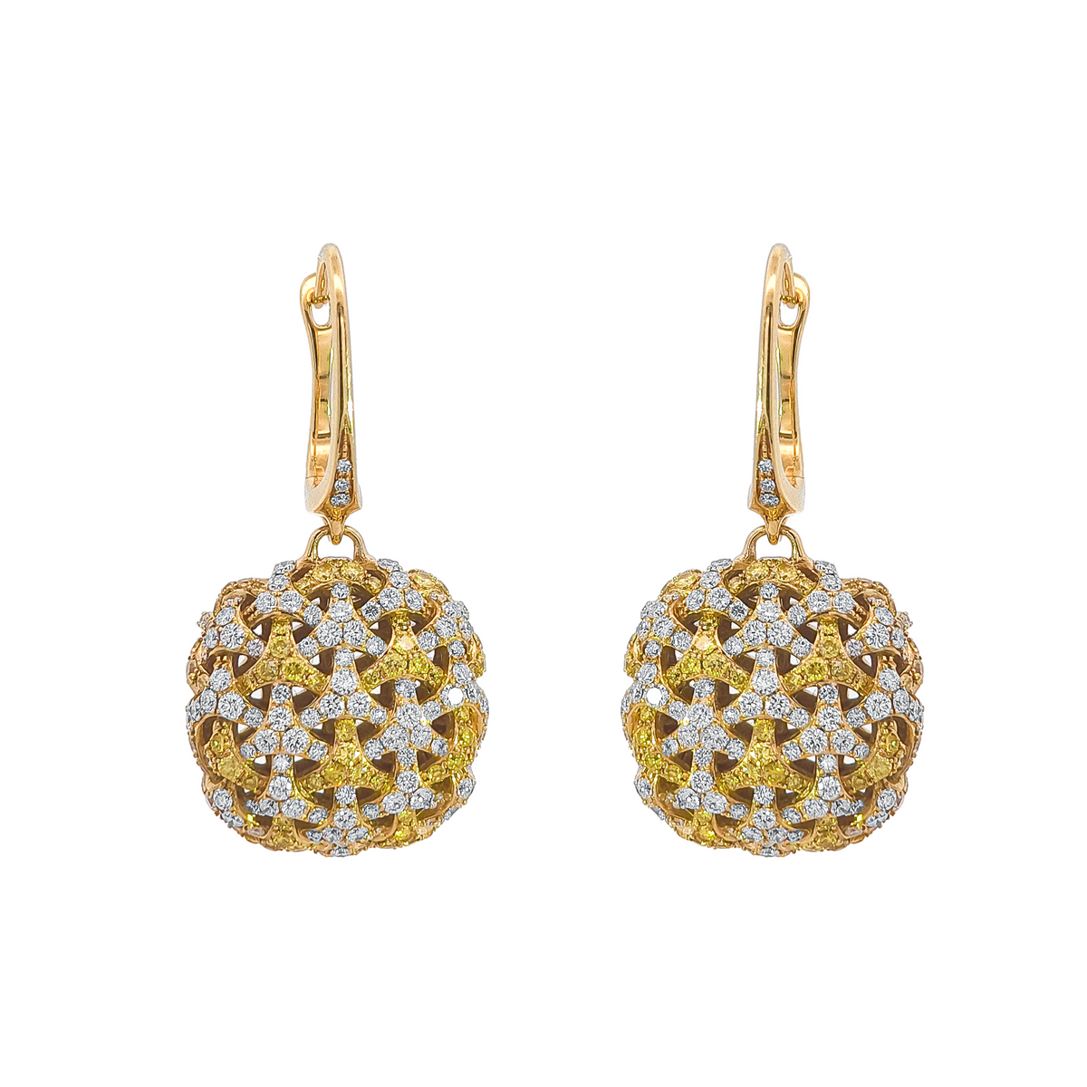 18KT Yellow Gold Yellow Diamond & Diamond Earrings