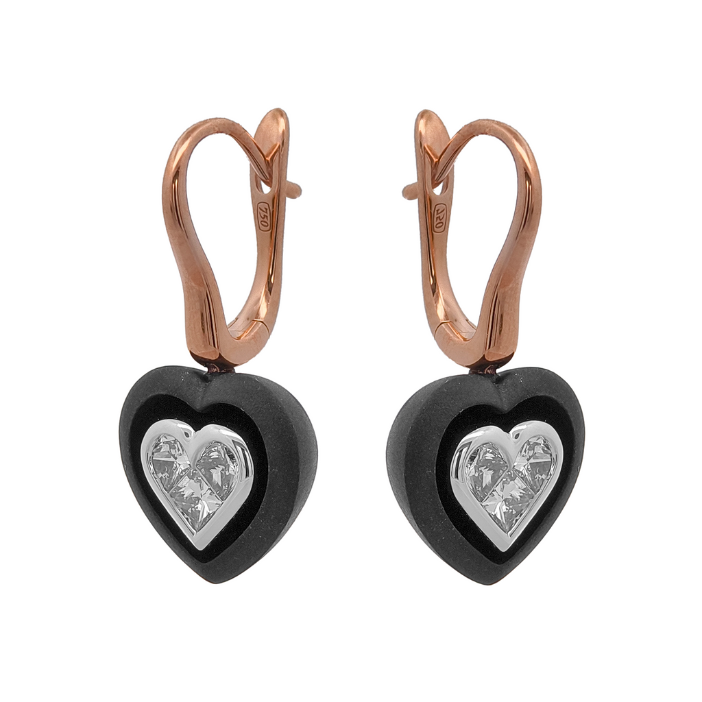 18KT Rose, White & Yellow Gold Diamond Earrings