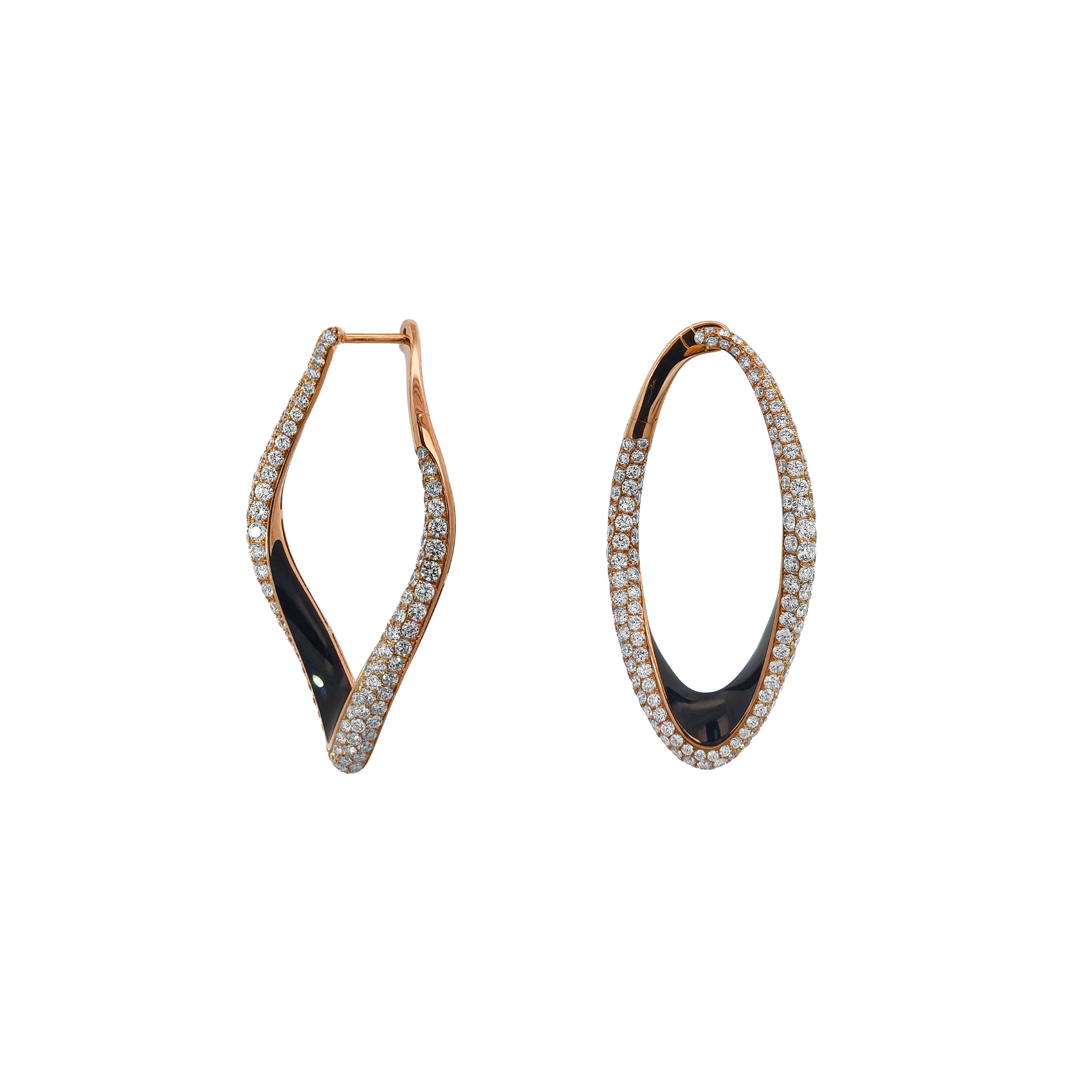 18KT Rose Gold Enamel & Diamond Earrings