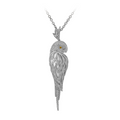 18KT White Gold Tropic Parrot Pendant with White Agate & Diamonds
