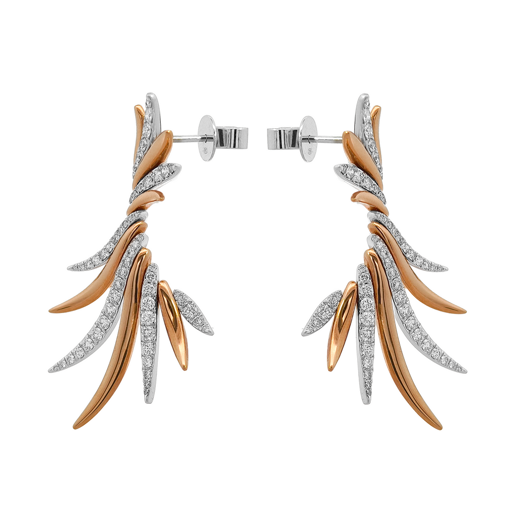 18KT White & Rose Gold Diamond Earrings