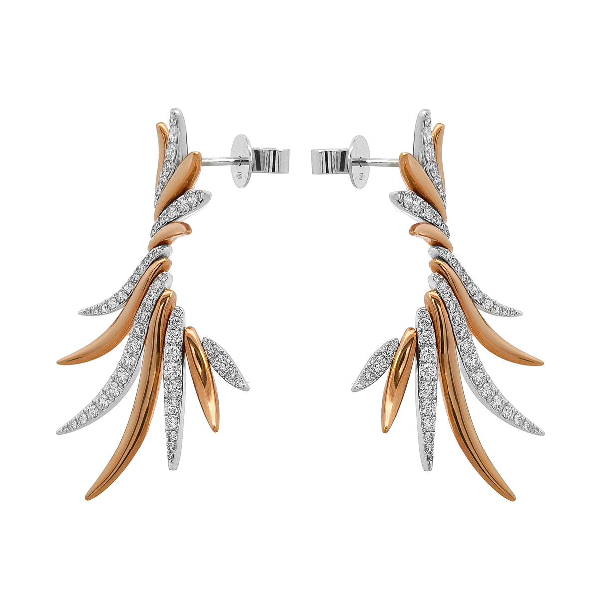 18KT White & Rose Gold Diamond Earrings