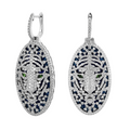 18KT White Gold & Sterling Silver Enamel, Tsavorite & Diamond Tiger Earrings