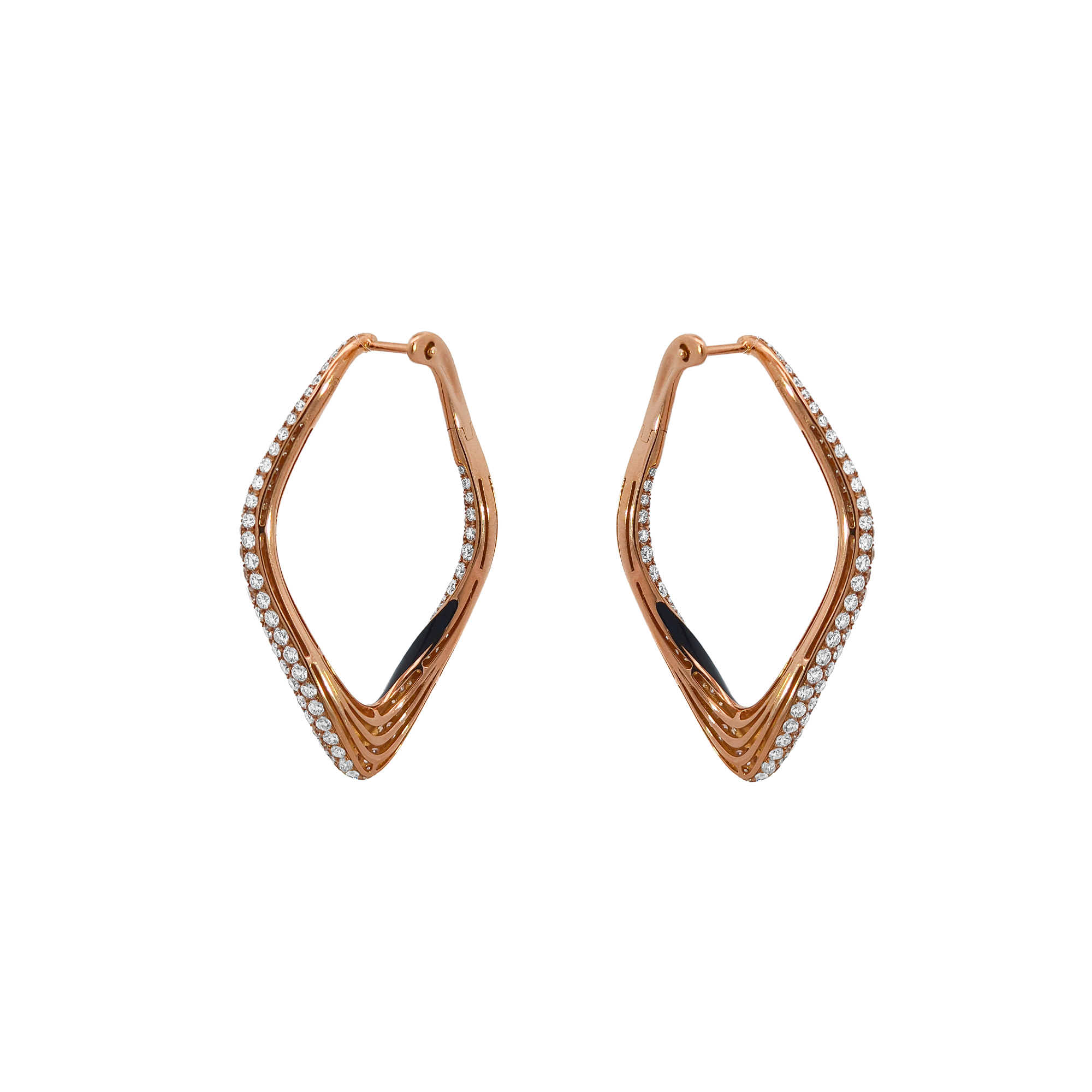 18KT Rose Gold Enamel & Diamond Earrings