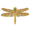 18K Yellow Gold Dragonfly Brooch with Tsavorite, Diamonds & Enamel