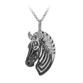 18KT White Gold Zebra Pendant with Crystal & Black/White Diamonds