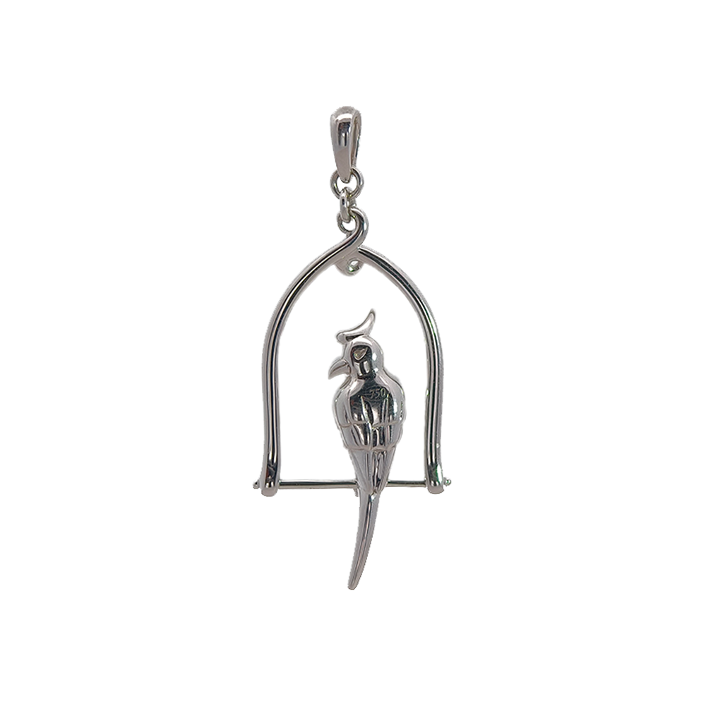 18KT White Gold Nestle Bird-in-Nest Pendant with Pink Sapphires & Diamonds
