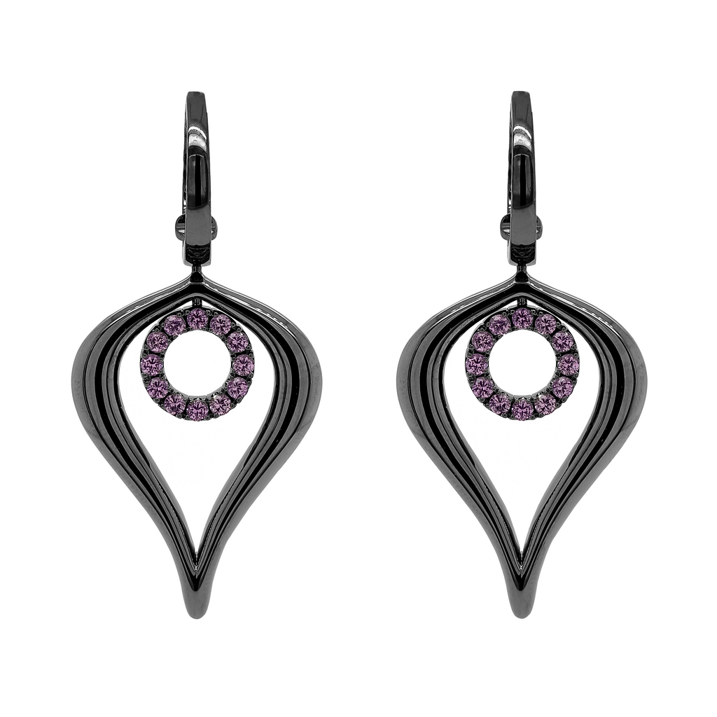 18KT White Gold with  Pink Sapphire Earrings