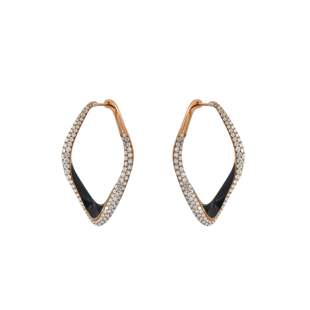 18KT Rose Gold Enamel & Diamond Earrings