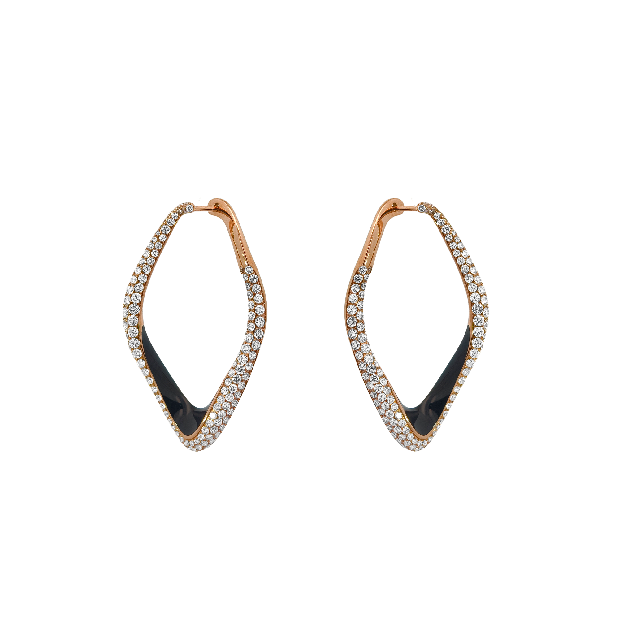 18KT Rose Gold Enamel & Diamond Earrings