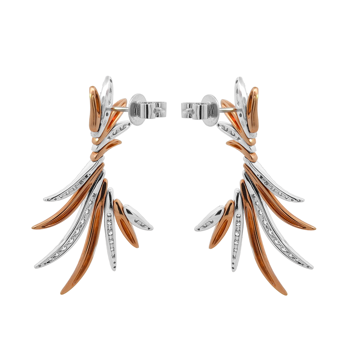 18KT White & Rose Gold Diamond Earrings