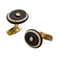 18KT Yellow Gold Onyx & Diamond Cufflinks