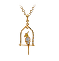 18KT Yellow Gold Nestle Bird-in-Nest Pendant with Yellow Sapphires & Diamonds