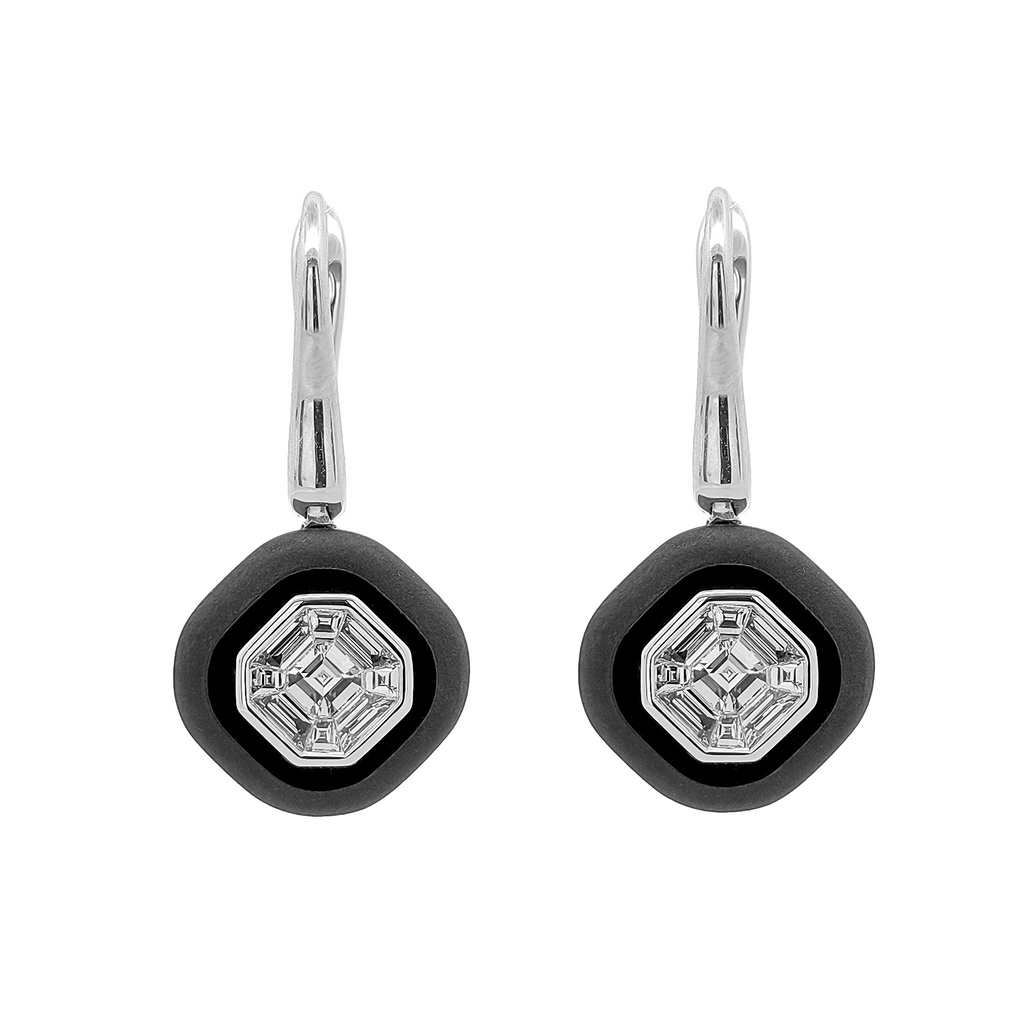 18KT White & Yellow Gold Diamond Earrings