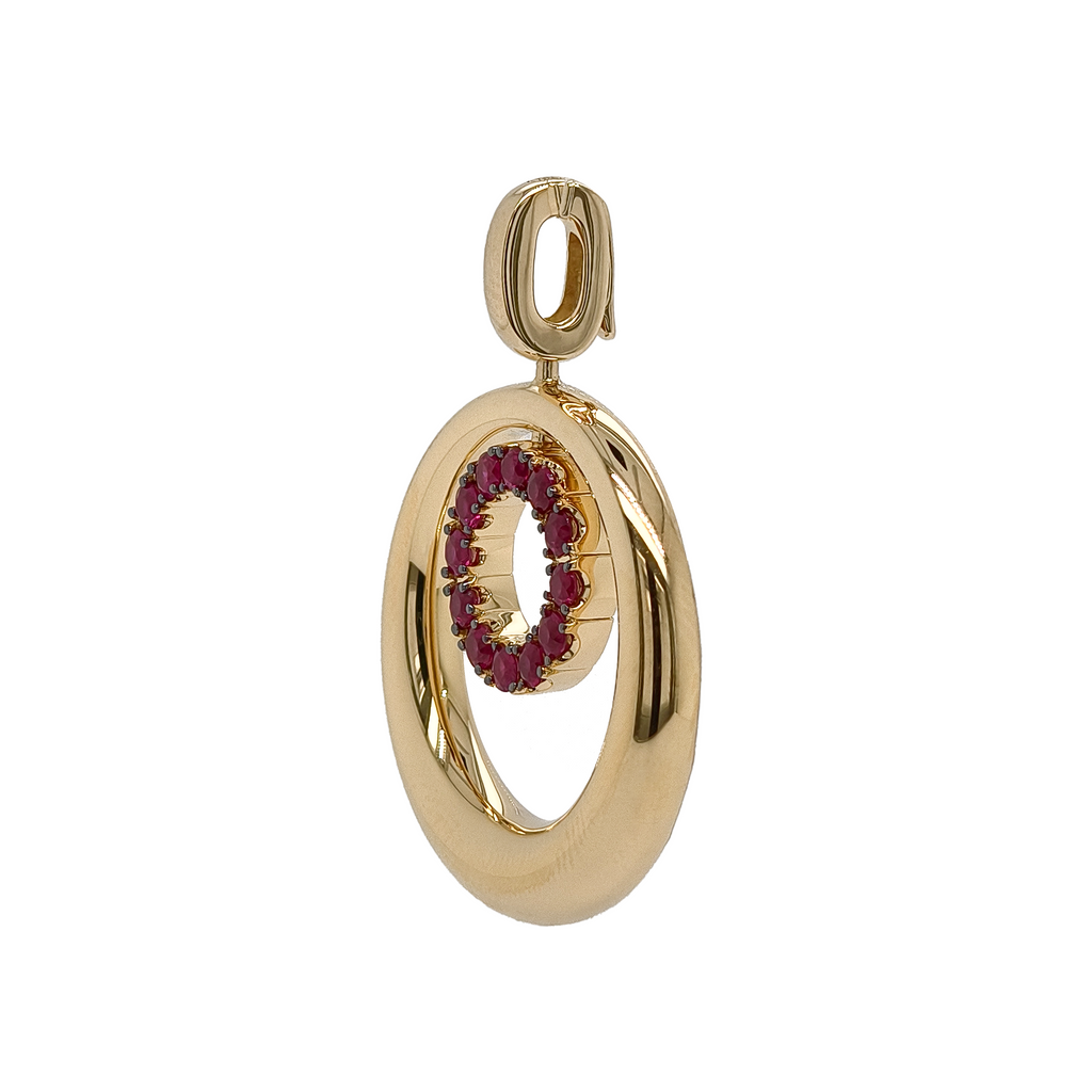 18KT Yellow Gold with Enamel & Ruby Pendant