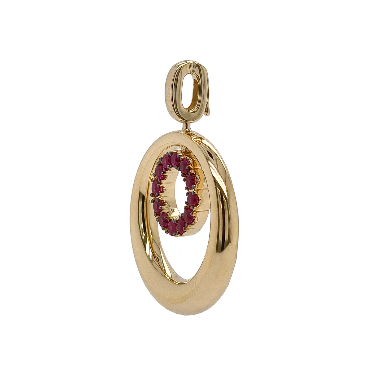 18KT Yellow Gold with Enamel & Ruby Pendant