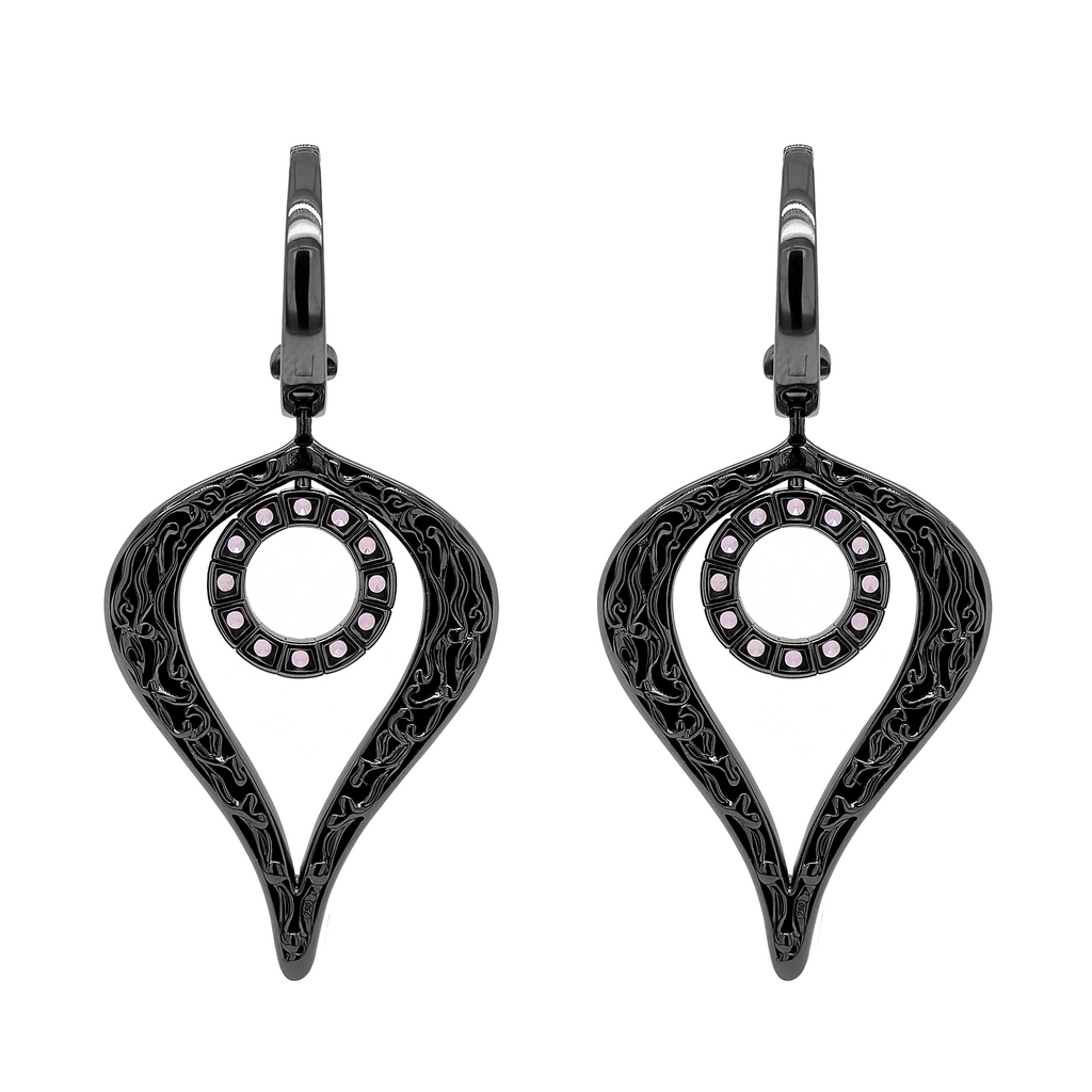 18KT White Gold with  Pink Sapphire Earrings