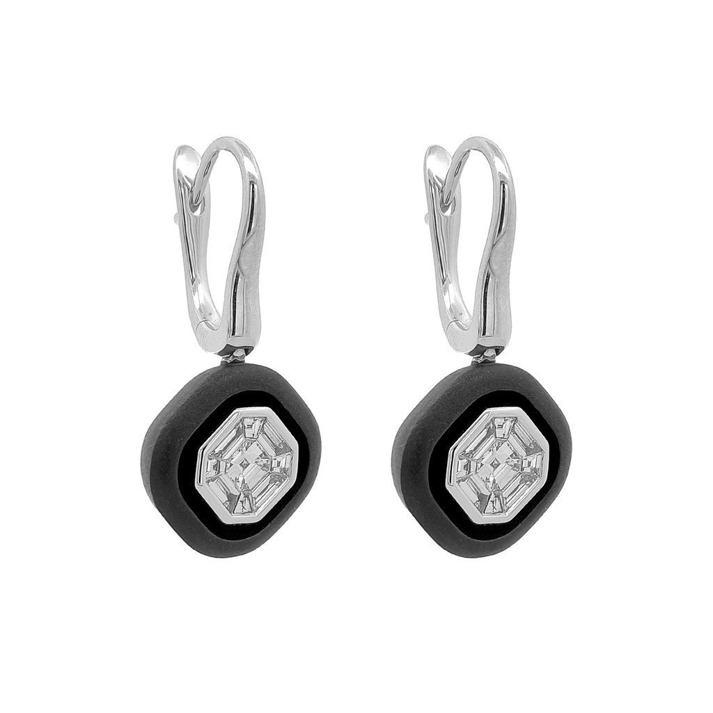 18KT White & Yellow Gold Diamond Earrings