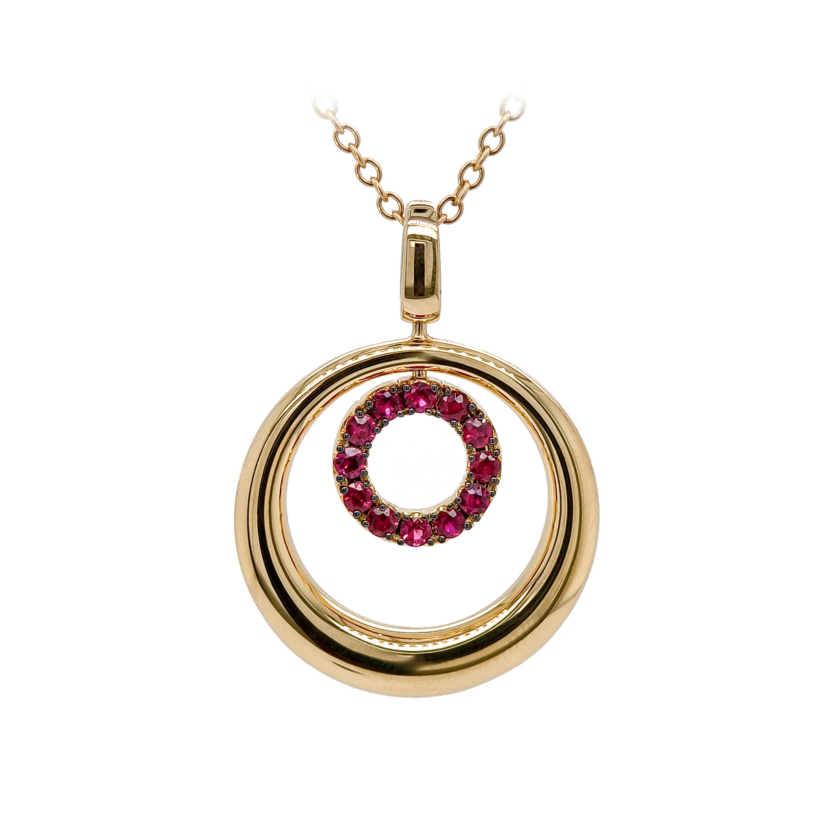 18KT Yellow Gold with Enamel & Ruby Pendant