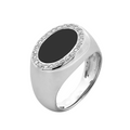 18KT White Gold Onyx & Diamond Ring