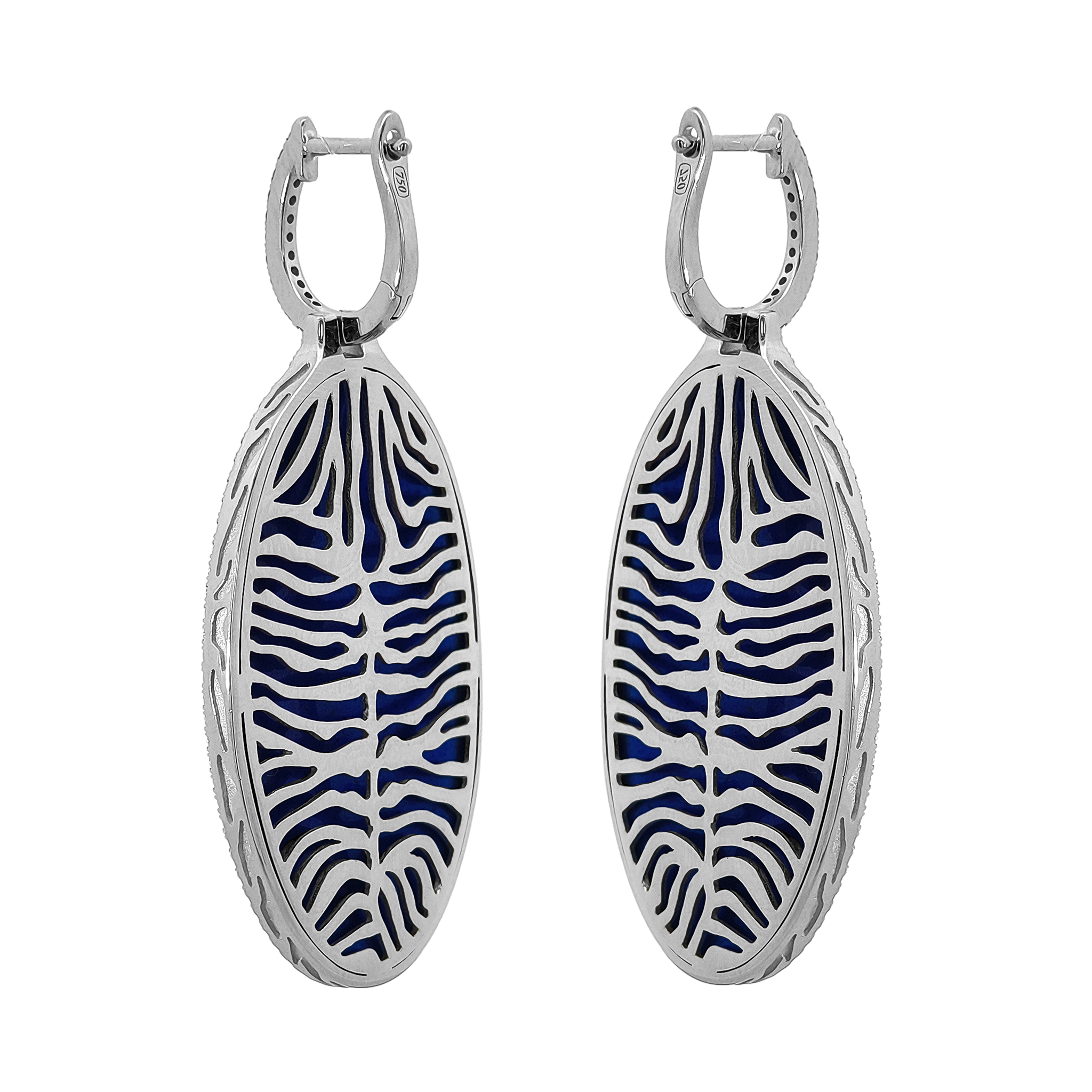 18KT White Gold & Sterling Silver Enamel, Tsavorite & Diamond Tiger Earrings