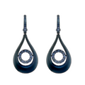 18KT Yellow Gold with  Blue Enamel, Sapphire Earrings