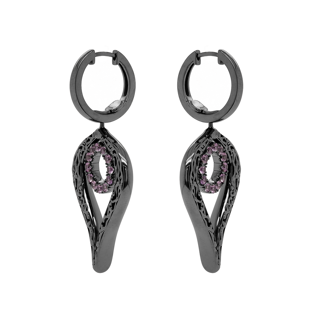 18KT White Gold with  Pink Sapphire Earrings
