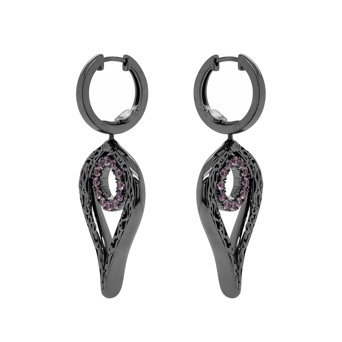 18KT White Gold with  Pink Sapphire Earrings