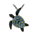 18KT Yellow Gold with Blue Enamel , Sapphire Turtle Brooch / Pendant