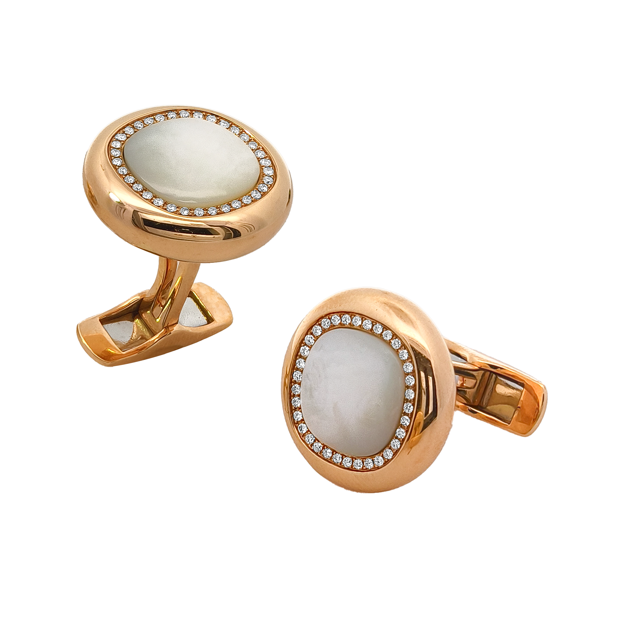 18KT Rose Gold Pinctada Martensi & Diamond Cufflinks