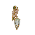 18KT Yellow Gold Blue Chalcedony, White Agate, Tsavorite, Yellow Sapphire & Diamond Brooch