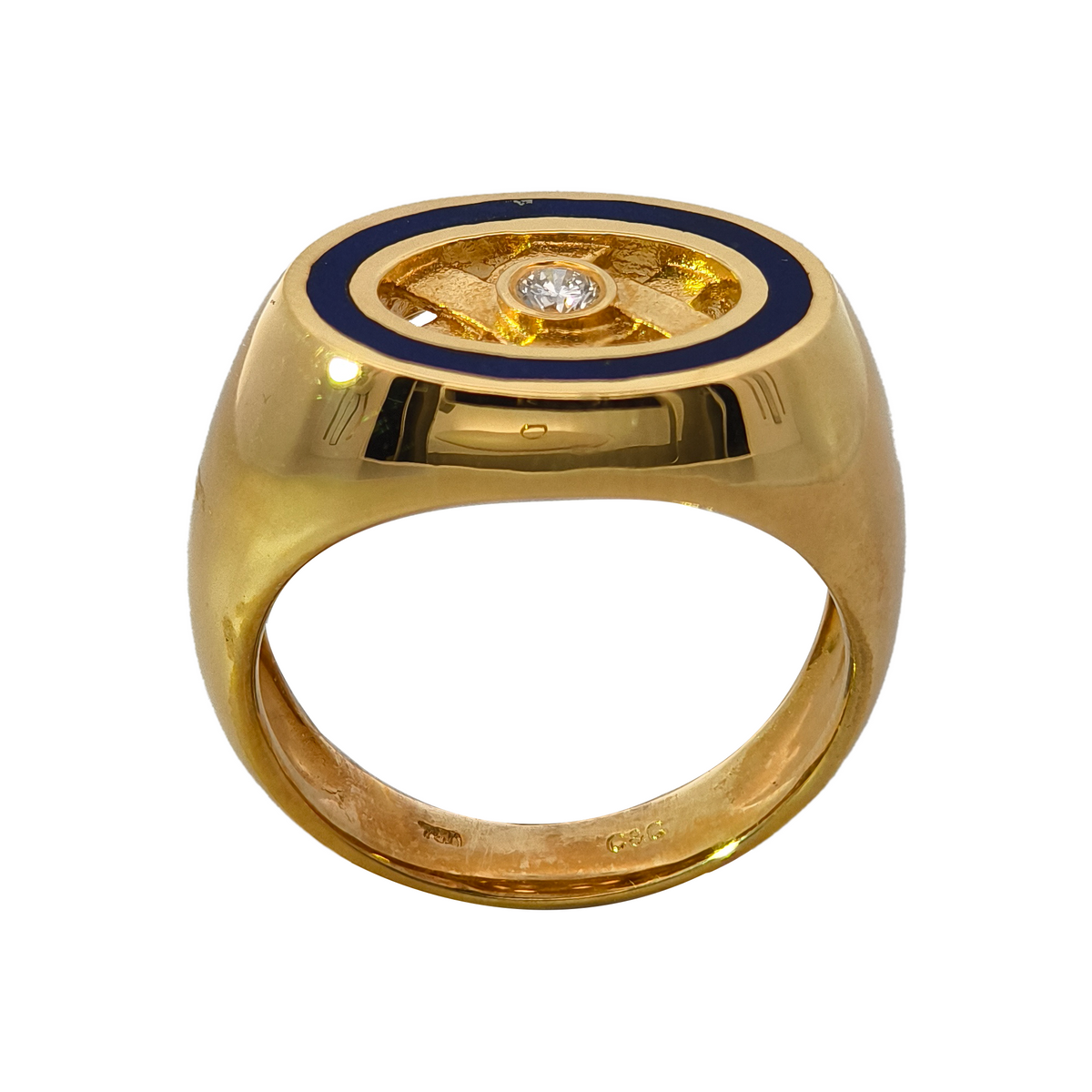 18KT Yellow Gold Lapis& Diamond Ring