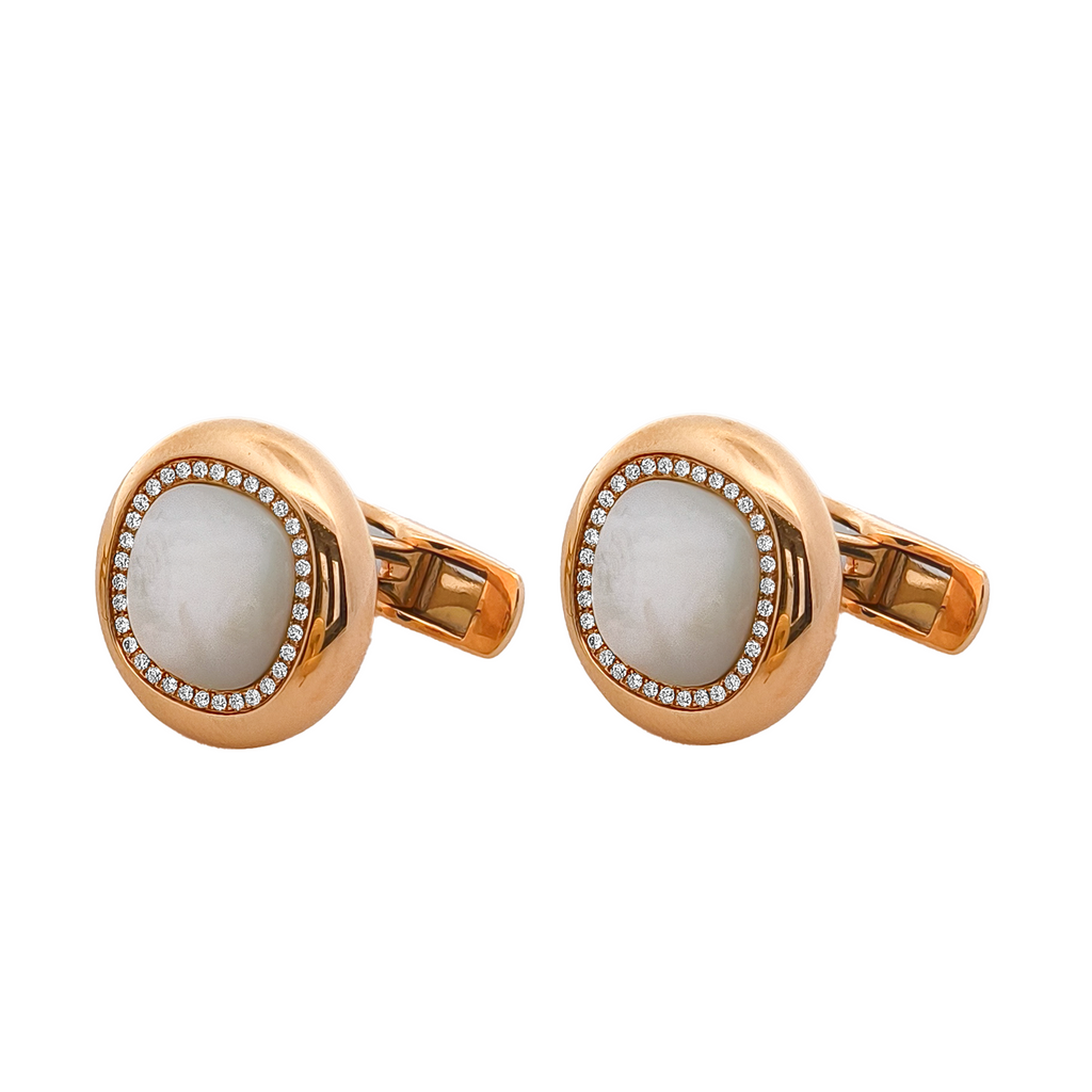18KT Rose Gold Pinctada Martensi & Diamond Cufflinks