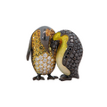 18KT Yellow Gold Duet Lovebirds Brooch with Yellow Sapphires, Diamonds & Enamel