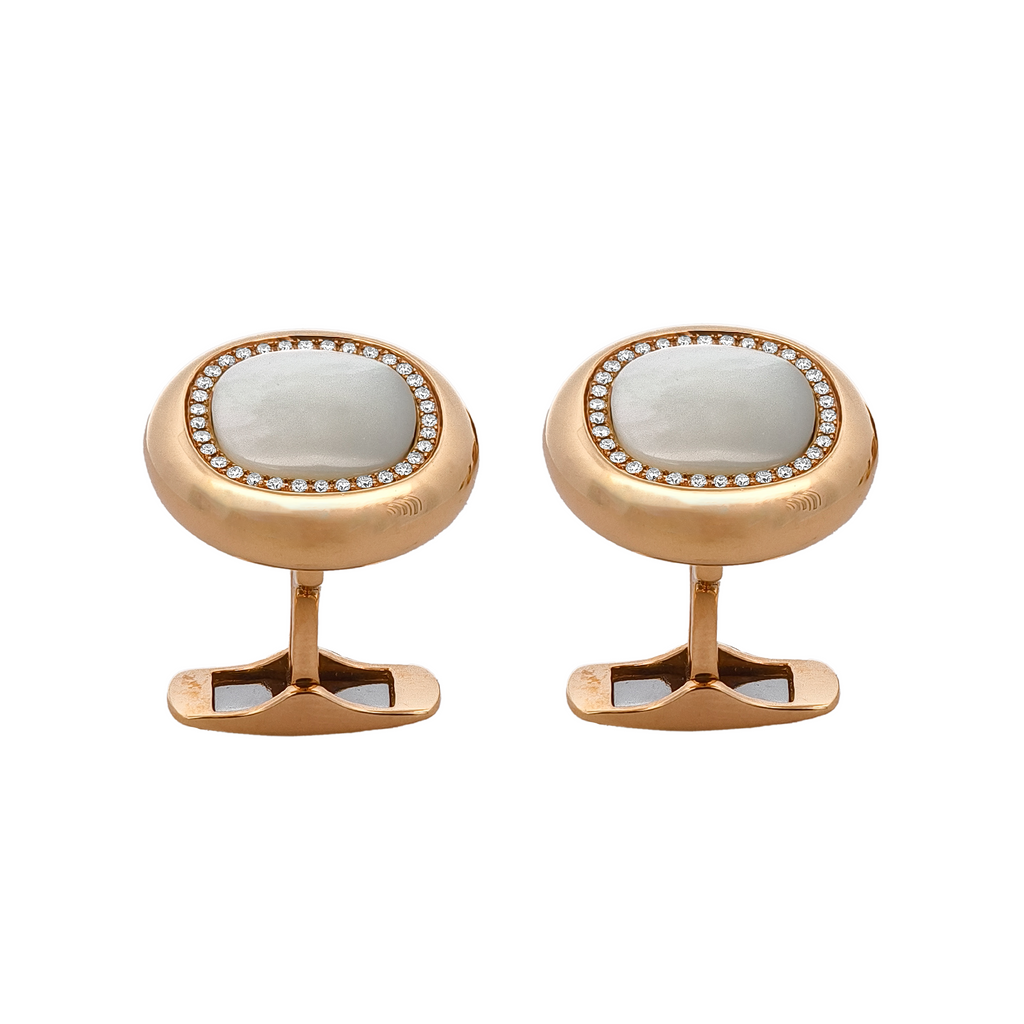 18KT Rose Gold Pinctada Martensi & Diamond Cufflinks