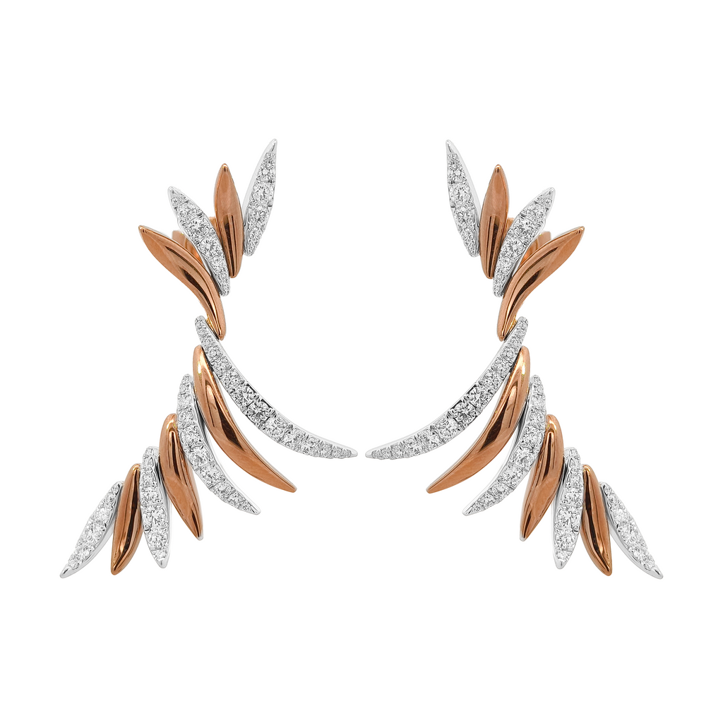 18KT Rose & White Gold Diamond Earrings