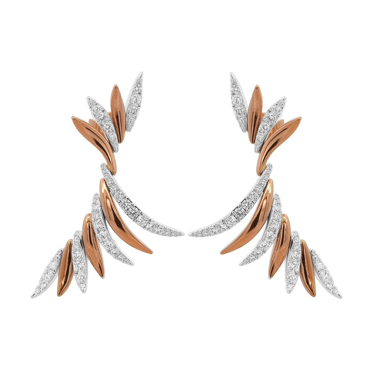 18KT Rose & White Gold Diamond Earrings