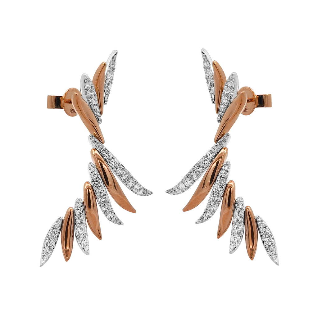 18KT Rose & White Gold Diamond Earrings