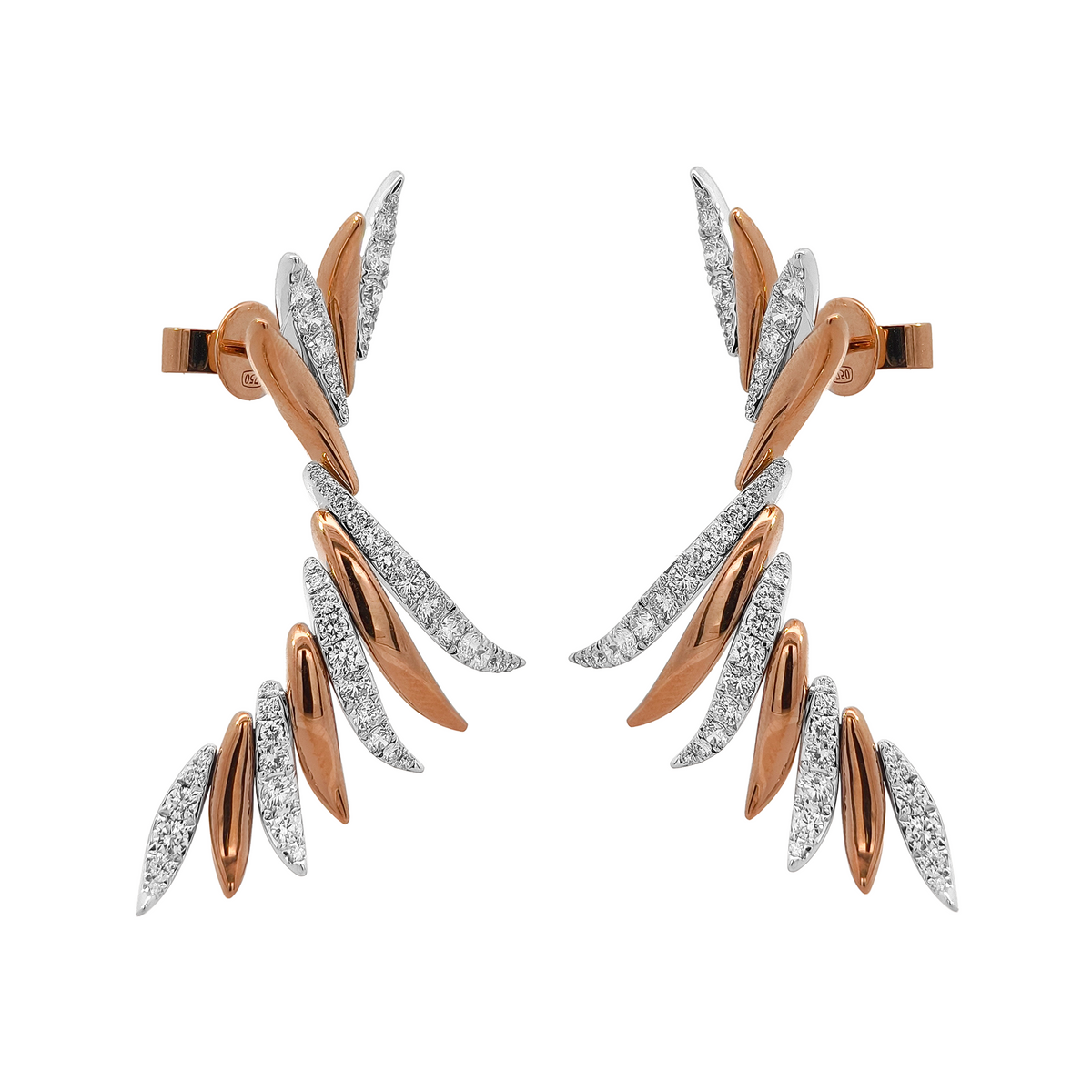 18KT Rose & White Gold Diamond Earrings