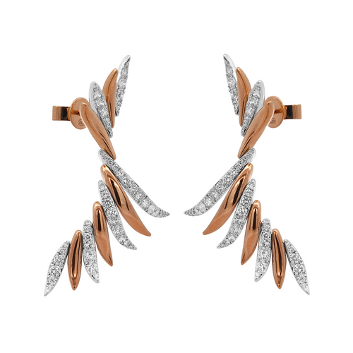 18KT Rose & White Gold Diamond Earrings