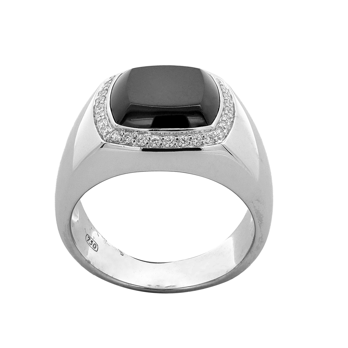 18KT White Gold Onyx & Diamond Ring