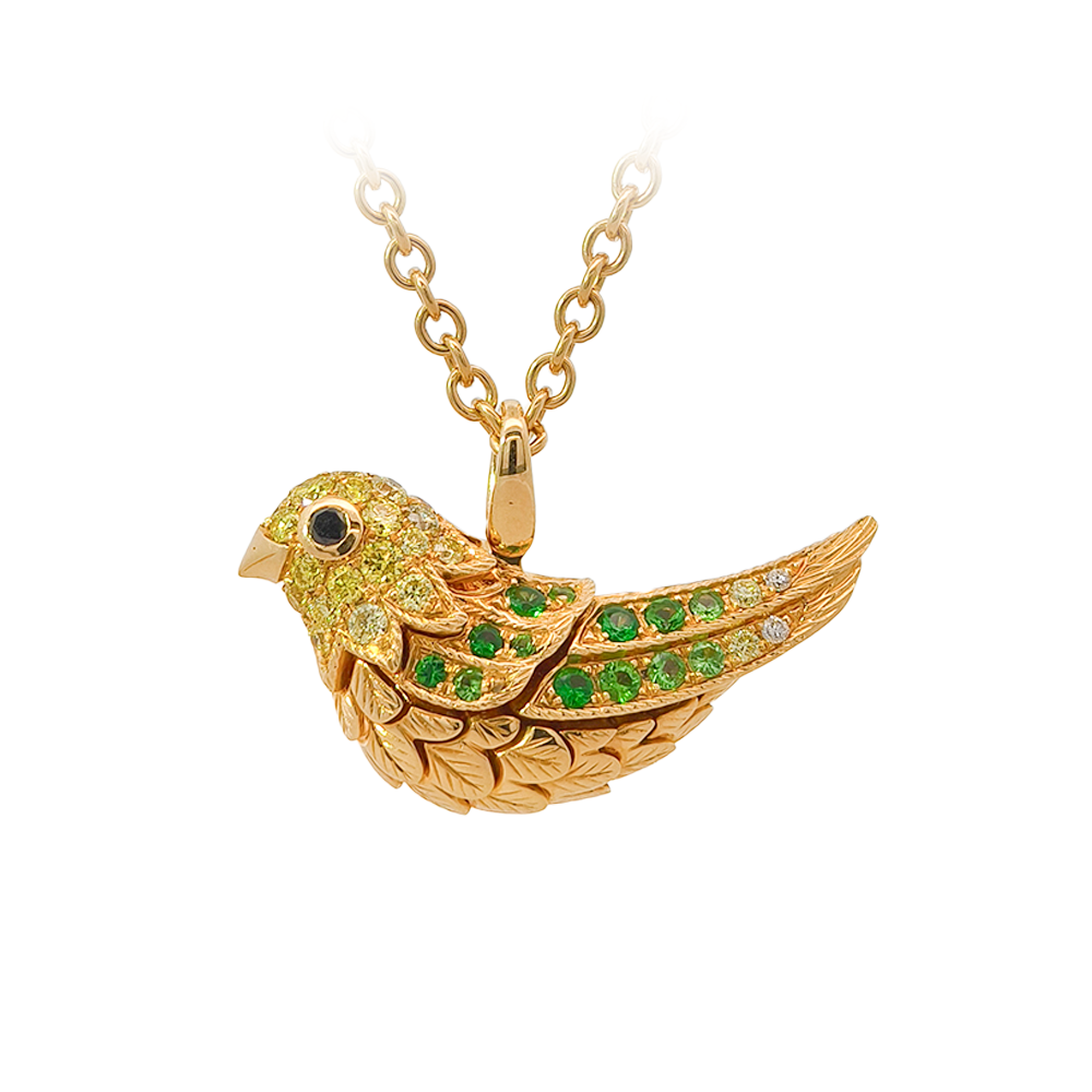 18KT Yellow Gold Bloom Pendant with Tsavorite & Diamonds